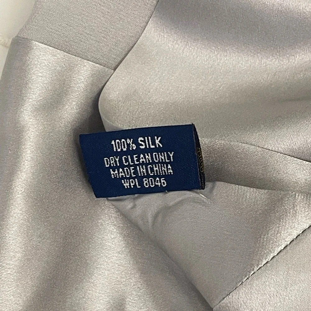 Charter club Elegant Silver Satin 100% Silk Scarf